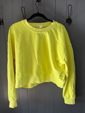 lululemon athletica Neon Yellow Cropped Crewneck Sweatshirt - Women